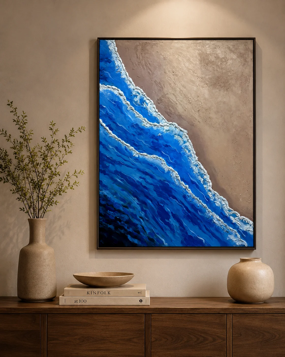 Textured abstract art piece with layered impasto technique